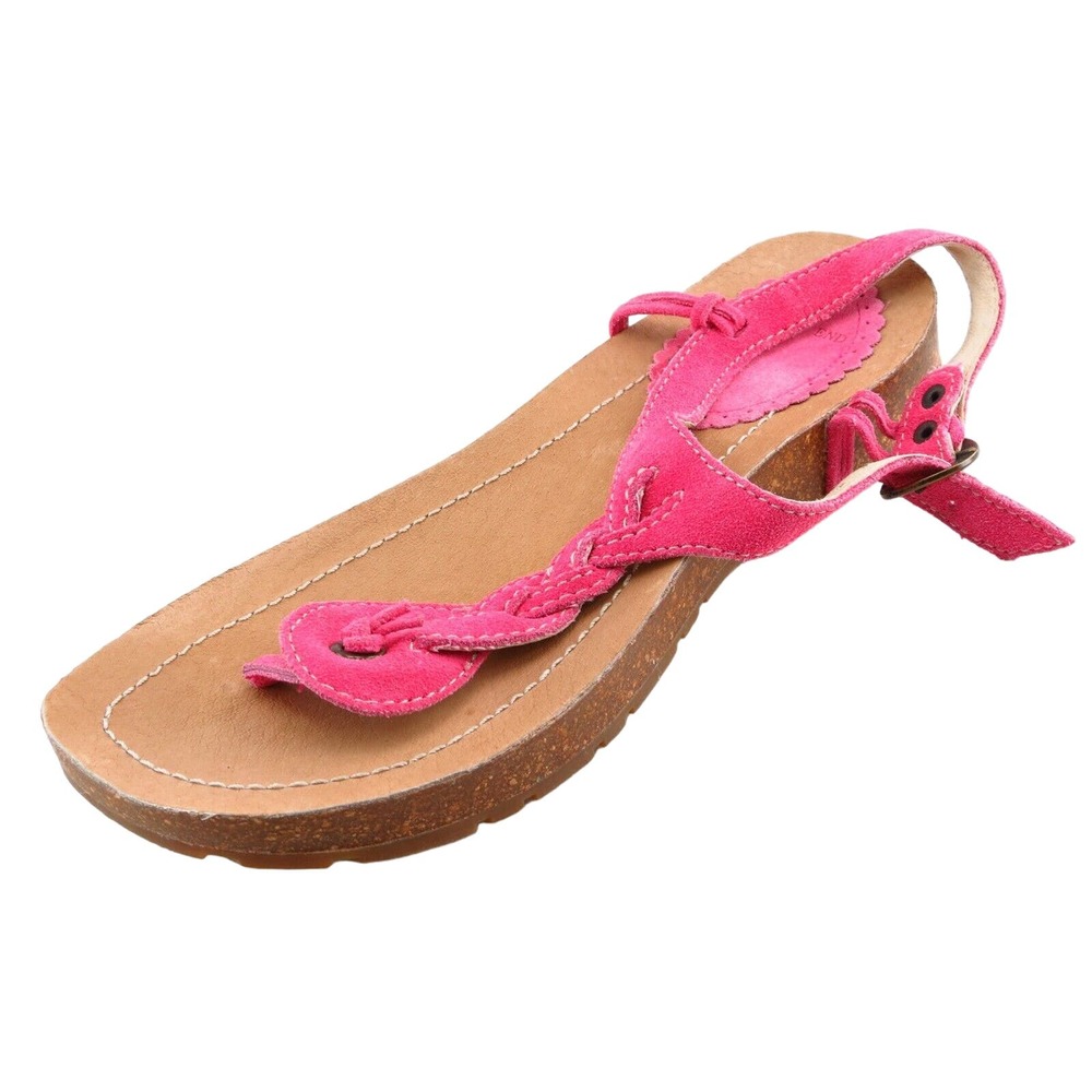 Lands' End T-Strap Sandals Pink Synthetic Women Shoes Size 6.5 Medium‎